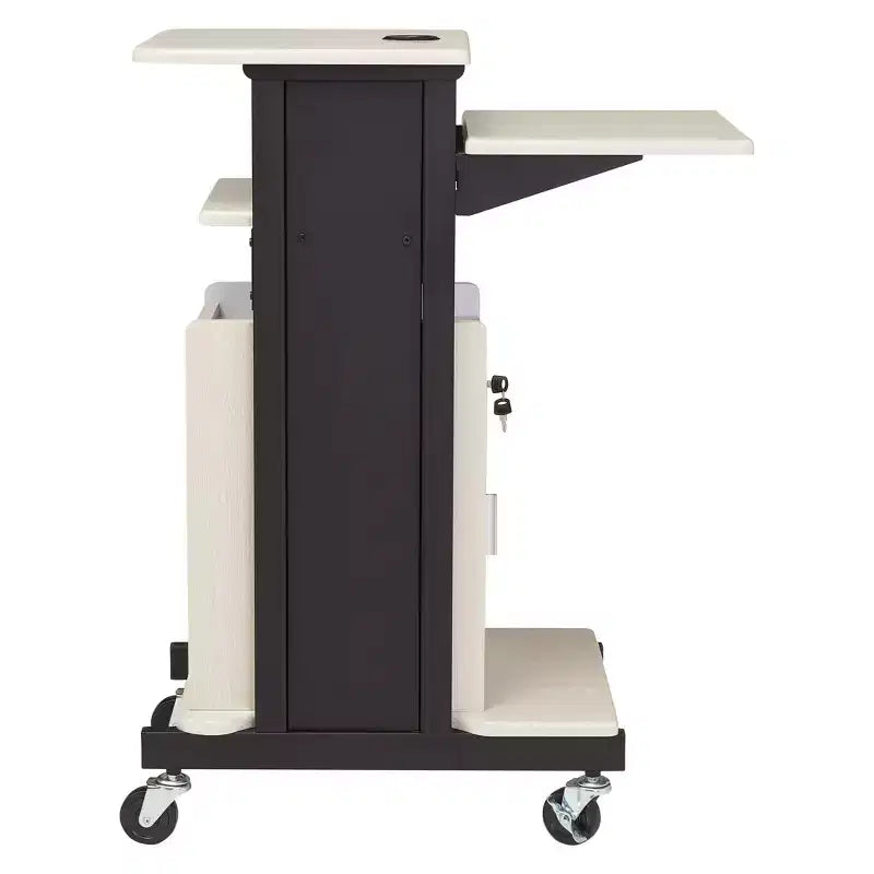 Chariot de présentation Premium Plus avec armoire et étagères réglables - Hampden Furnishings : Support mobile pour équipement audiovisuel