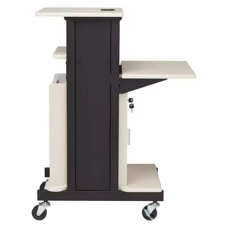 Chariot de présentation Premium Plus avec armoire et étagères réglables - Hampden Furnishings : Support mobile pour équipement audiovisuel