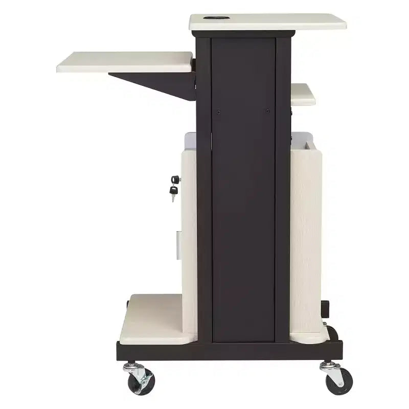 Chariot de présentation Premium Plus avec armoire et étagères réglables - Hampden Furnishings : Support mobile pour équipement audiovisuel