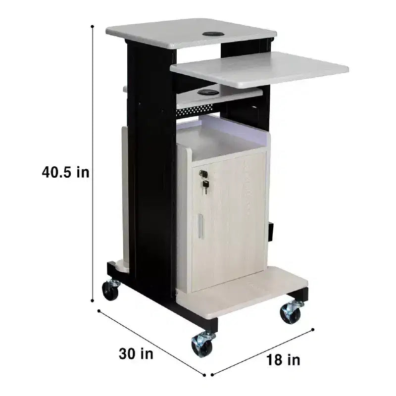 Chariot de présentation Premium Plus avec armoire et étagères réglables - Hampden Furnishings : Support mobile pour équipement audiovisuel