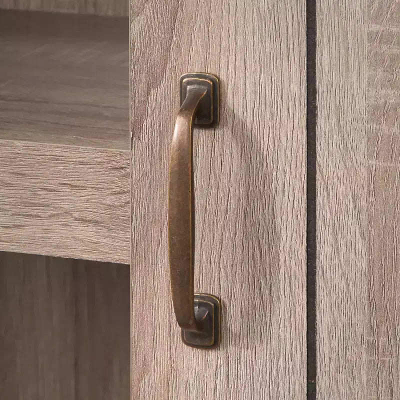 Bibliothèque Buylateral Glasbern 71 po de haut de style rustique avec porte de grange, gris patiné