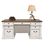 Bureau de direction double piédestal Durham 66" blanc - Martin Furniture