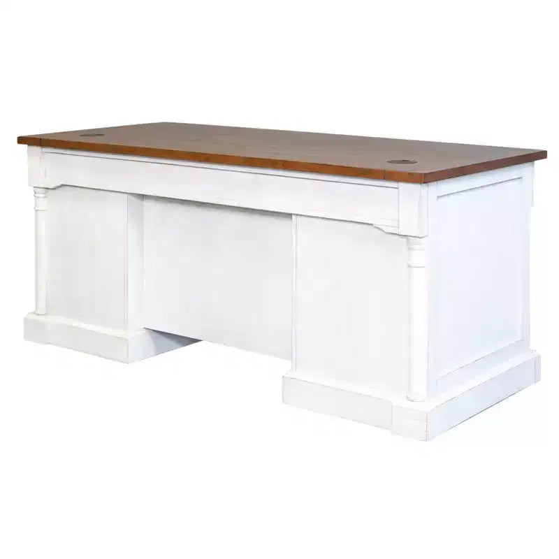Bureau de direction double piédestal Durham 66" blanc - Martin Furniture