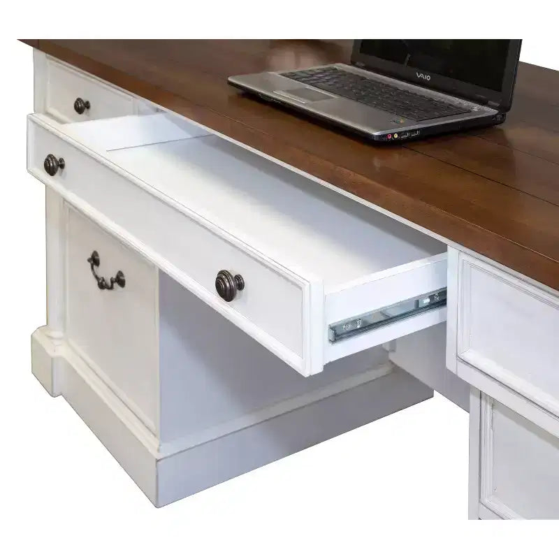 Bureau de direction double piédestal Durham 66" blanc - Martin Furniture