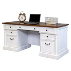Bureau de direction double piédestal Durham 66" blanc - Martin Furniture