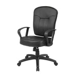 Fauteuil de bureau en cuir avec accoudoirs boucles noir - Boss Office Products : Pivotant, Rembourré, Base en nylon, Capacité de 125 kg