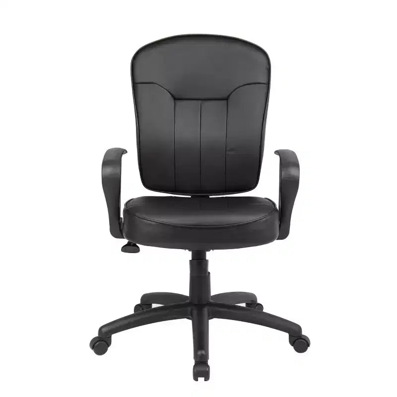 Fauteuil de bureau en cuir avec accoudoirs boucles noir - Boss Office Products : Pivotant, Rembourré, Base en nylon, Capacité de 125 kg