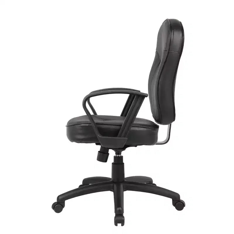 Fauteuil de bureau en cuir avec accoudoirs boucles noir - Boss Office Products : Pivotant, Rembourré, Base en nylon, Capacité de 125 kg