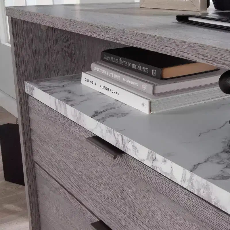Meuble de classement East Rock 2 tiroirs Chêne cendré - Sauder : Cadre en MDF, Surface en papier laminé, Certifié CPSIA