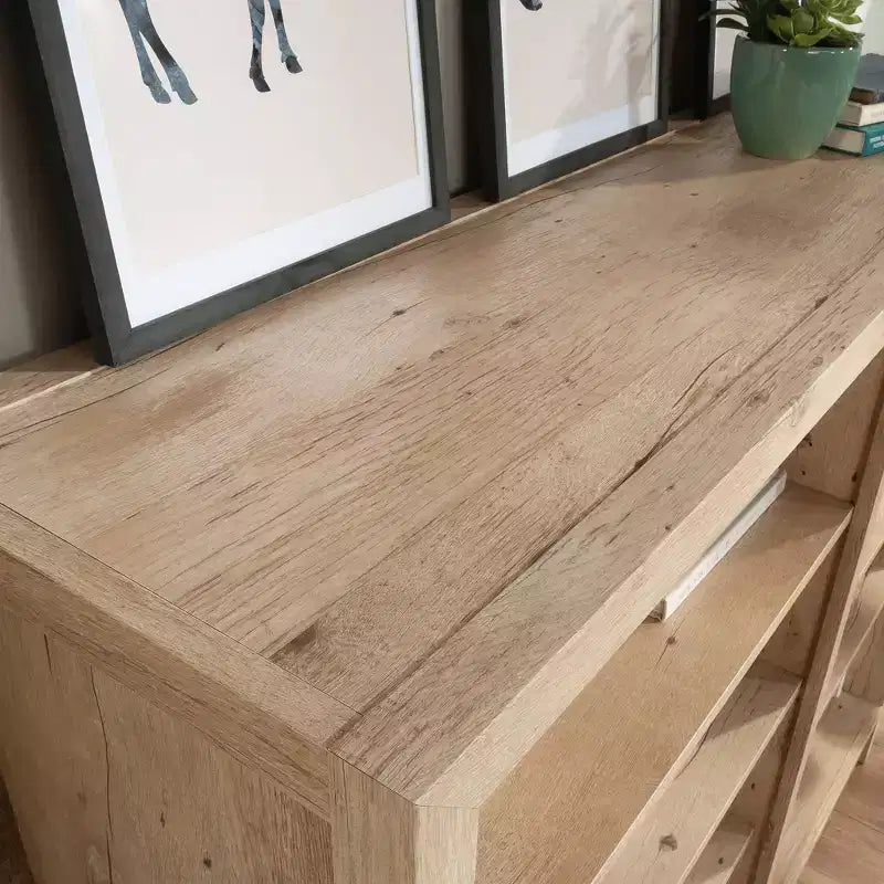 Sauder 47.63" Étagère horizontale Pacific View Chêne prime : réglable, laminée, 6 casiers de rangement