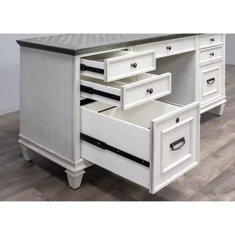 Hartford Credenza Blanche - Martin Furniture : Mobilier de Bureau Exécutif avec Rangement Fermé, Quincaillerie Métallique