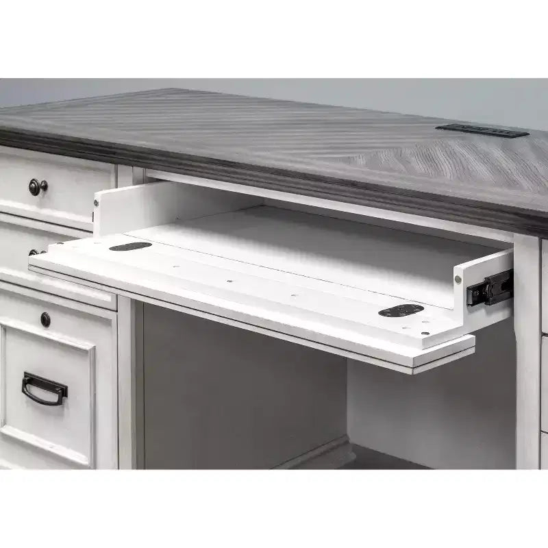 Hartford Credenza Blanche - Martin Furniture : Mobilier de Bureau Exécutif avec Rangement Fermé, Quincaillerie Métallique