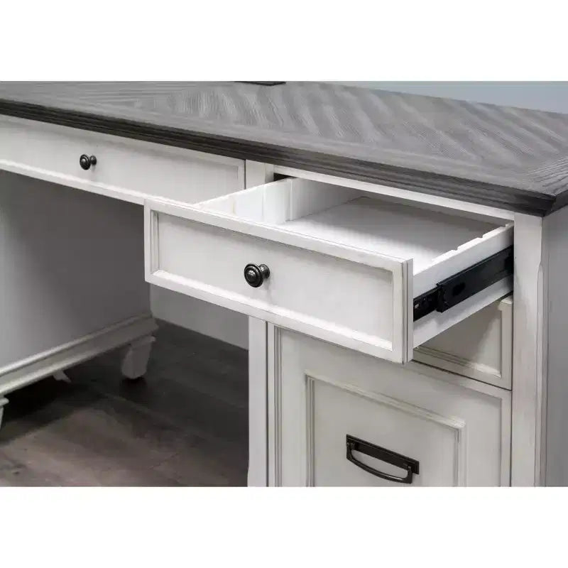Hartford Credenza Blanche - Martin Furniture : Mobilier de Bureau Exécutif avec Rangement Fermé, Quincaillerie Métallique
