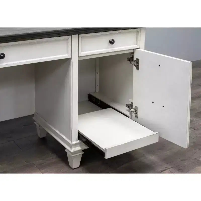Hartford Credenza Blanche - Martin Furniture : Mobilier de Bureau Exécutif avec Rangement Fermé, Quincaillerie Métallique
