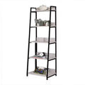 Acme Furniture 67" Wendral Bookshelf with 5 Open Compartment Natural/Black: Metal Frame, Ladder Style, Storage Display