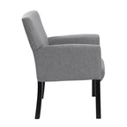 Fauteuil visiteur en lin gris avec accoudoirs - Boss Office Products : Ergonomique, qualité commerciale, pieds en bois noir, capacité de 125 kg