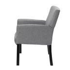 Fauteuil visiteur en lin gris avec accoudoirs - Boss Office Products : Ergonomique, qualité commerciale, pieds en bois noir, capacité de 125 kg
