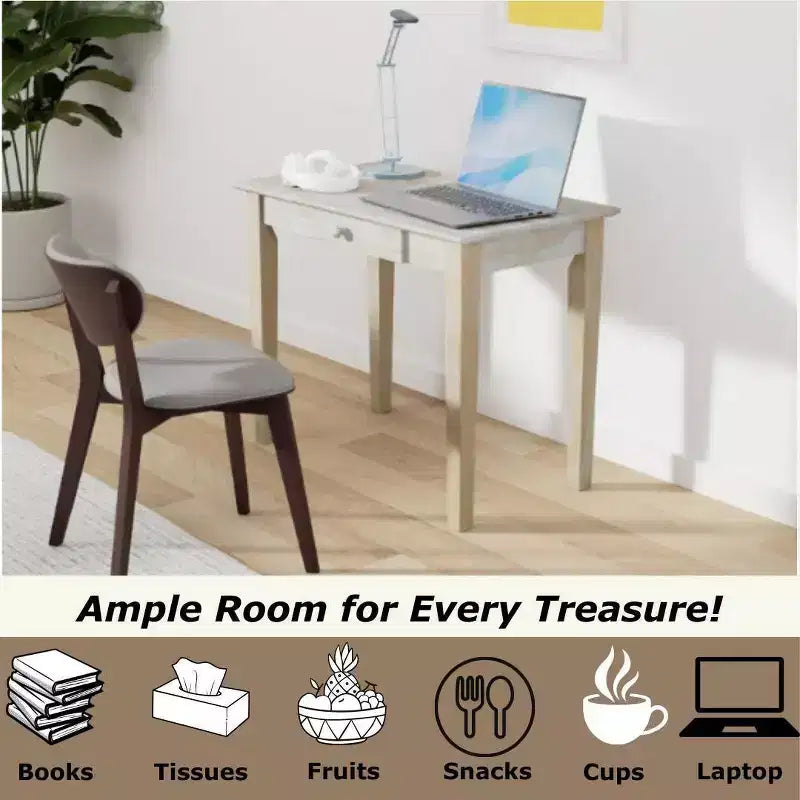 Table à écrire en bois massif non fini – International Concepts : 76,2 cm H, bois dur, design étroit, 91,4 cm de largeur, peu encombrant
