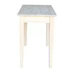 Table à écrire en bois massif non fini – International Concepts : 76,2 cm H, bois dur, design étroit, 91,4 cm de largeur, peu encombrant