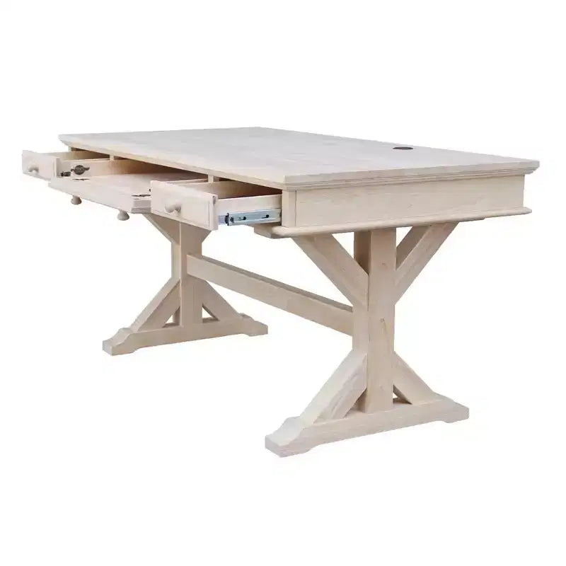 Bureau de direction avec base Canyon non finie - International Concepts : Bureau moderne en bois dur, surface de 152,4 cm