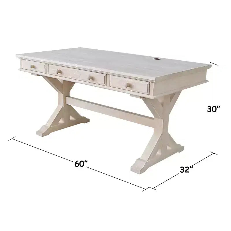 Bureau de direction avec base Canyon non finie - International Concepts : Bureau moderne en bois dur, surface de 152,4 cm