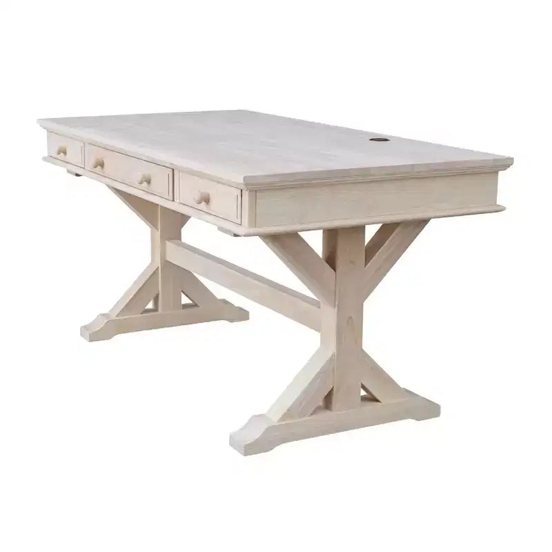 Bureau de direction avec base Canyon non finie - International Concepts : Bureau moderne en bois dur, surface de 152,4 cm