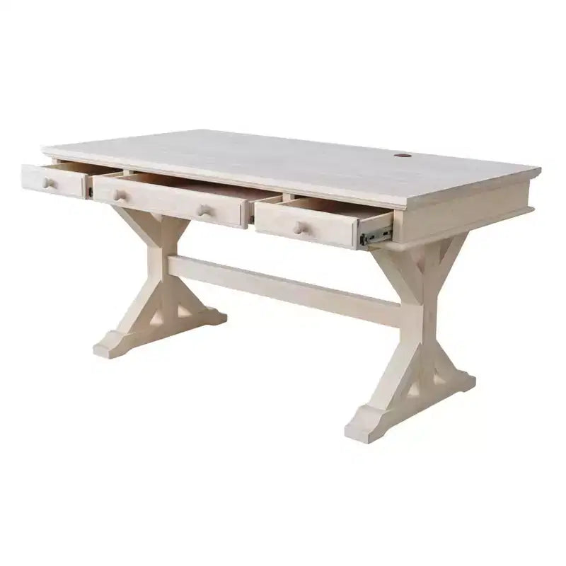 Bureau de direction avec base Canyon non finie - International Concepts : Bureau moderne en bois dur, surface de 152,4 cm