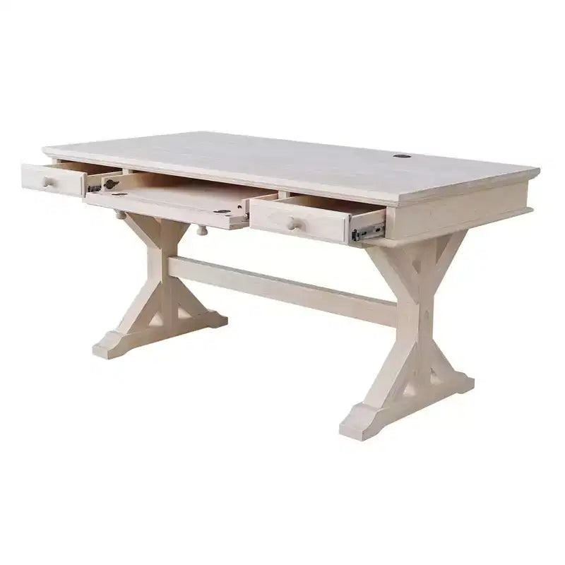 Bureau de direction avec base Canyon non finie - International Concepts : Bureau moderne en bois dur, surface de 152,4 cm