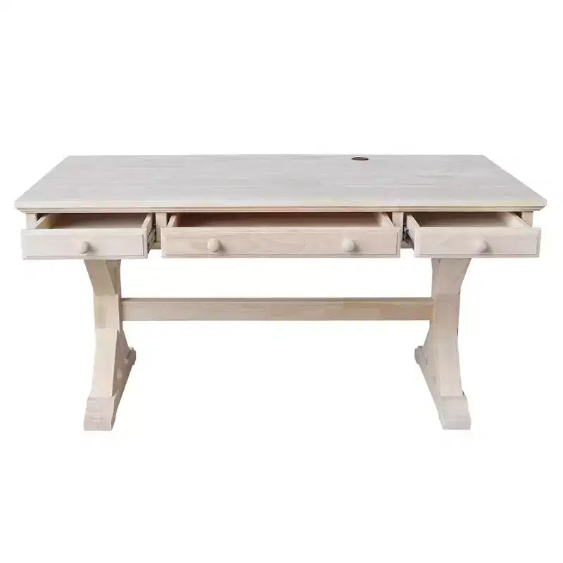 Bureau de direction avec base Canyon non finie - International Concepts : Bureau moderne en bois dur, surface de 152,4 cm