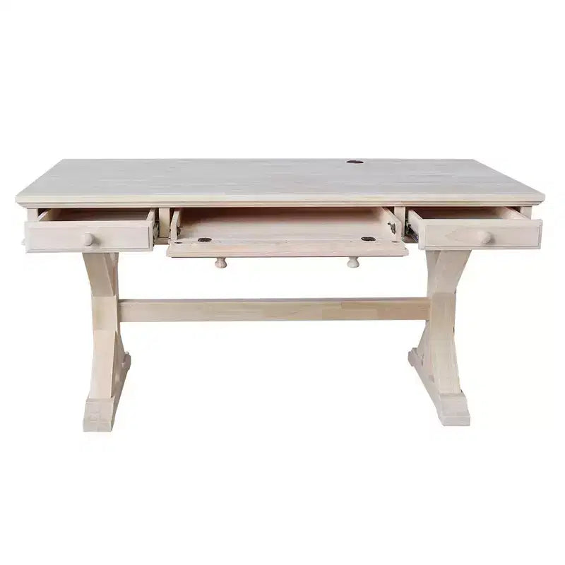 Bureau de direction avec base Canyon non finie - International Concepts : Bureau moderne en bois dur, surface de 152,4 cm