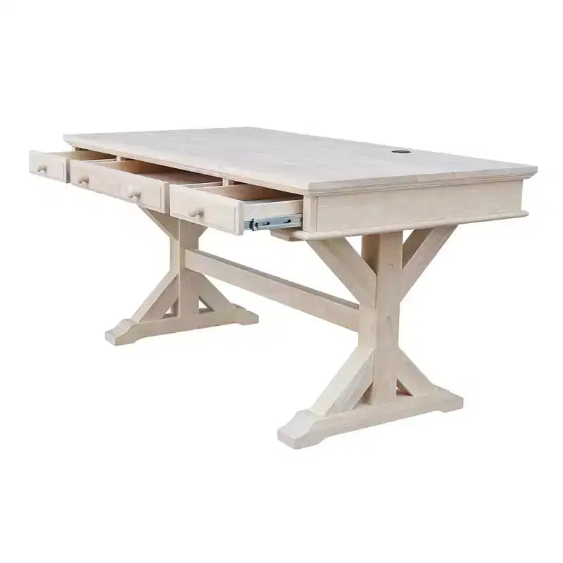 Bureau de direction avec base Canyon non finie - International Concepts : Bureau moderne en bois dur, surface de 152,4 cm