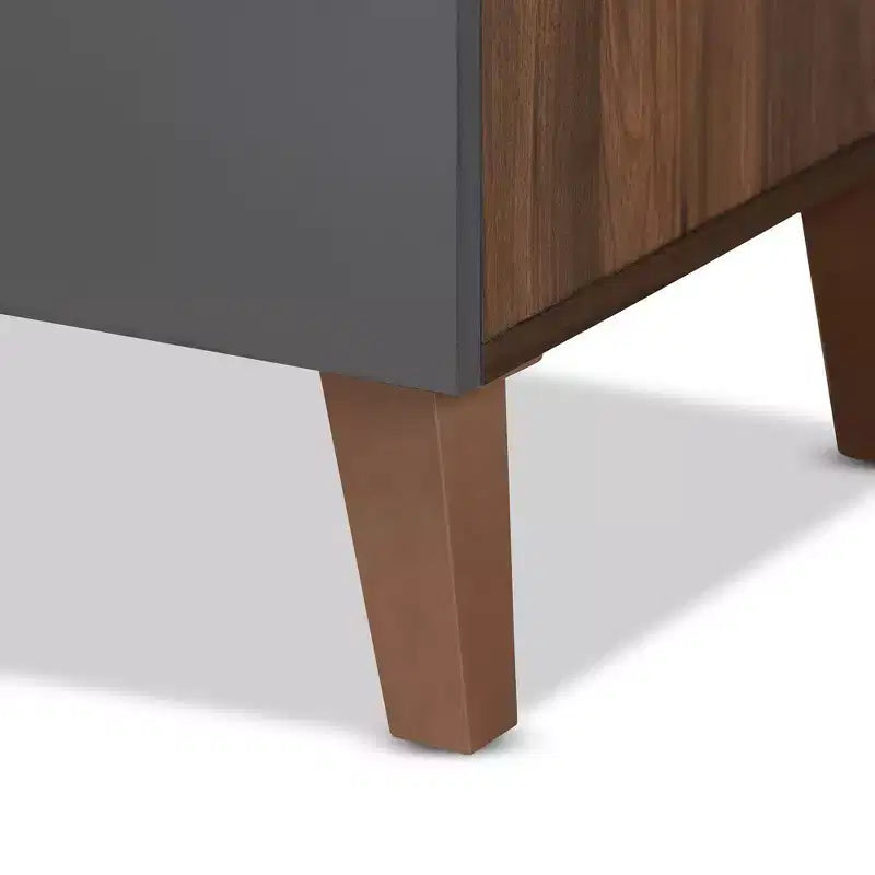Baxton Studio Jaeger Bureau bicolore bois marron/gris foncé : Mobilier de bureau à domicile avec étagère de rangement ouverte