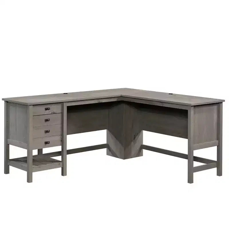 Cottage Road L-Shaped Desk Mystic Oak - Sauder: Home Office Furniture with Open Shelf & Grommets