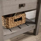 Bureau en L Cottage Road Chêne Mystic - Sauder : Mobilier de bureau à domicile avec étagère ouverte et passe-câbles