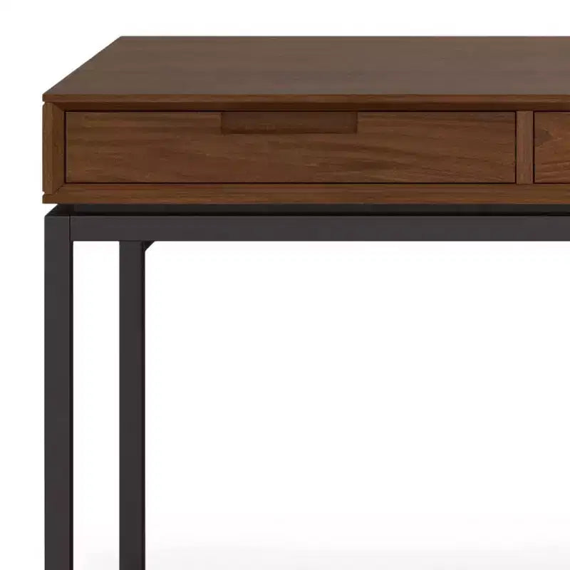 Bureau d'écriture WyndenHall Devlin en bois massif avec tiroirs, plaqué noyer, style Mid-Century
