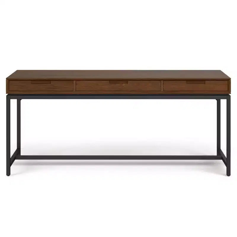 Bureau d'écriture WyndenHall Devlin en bois massif avec tiroirs, plaqué noyer, style Mid-Century
