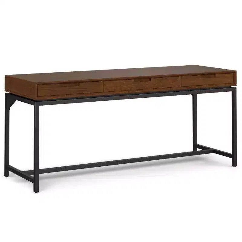 Bureau d'écriture WyndenHall Devlin en bois massif avec tiroirs, plaqué noyer, style Mid-Century