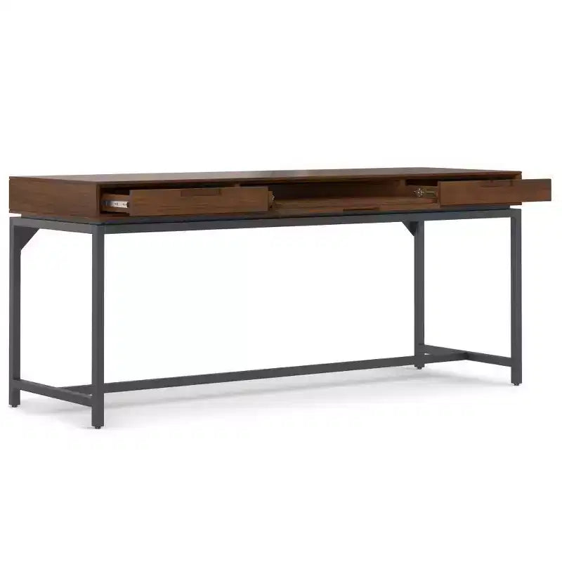 Bureau d'écriture WyndenHall Devlin en bois massif avec tiroirs, plaqué noyer, style Mid-Century