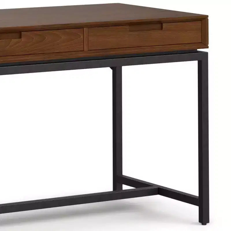 Bureau d'écriture WyndenHall Devlin en bois massif avec tiroirs, plaqué noyer, style Mid-Century