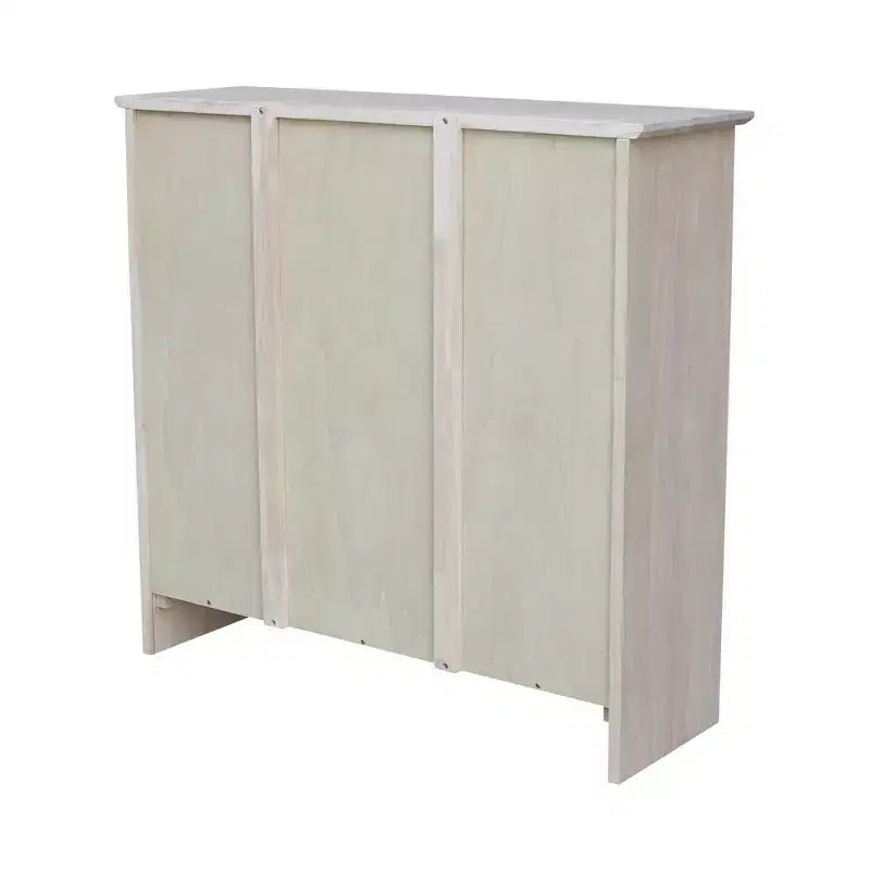 Bibliothèque Shaker 36 po x 38 po non finie - International Concepts : Bois d'hévéa, 3 étagères fixes, dos fermé