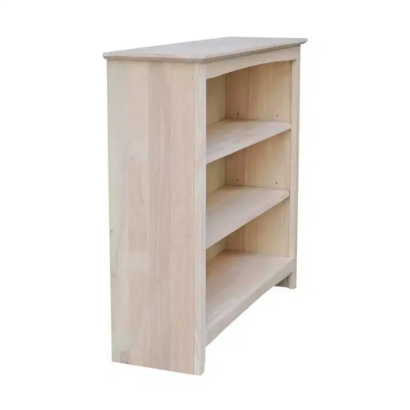 Bibliothèque Shaker 36 po x 38 po non finie - International Concepts : Bois d'hévéa, 3 étagères fixes, dos fermé