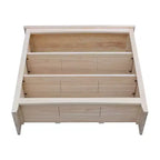Bibliothèque Shaker 36 po x 38 po non finie - International Concepts : Bois d'hévéa, 3 étagères fixes, dos fermé
