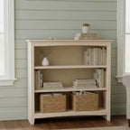 Bibliothèque Shaker 36 po x 38 po non finie - International Concepts : Bois d'hévéa, 3 étagères fixes, dos fermé