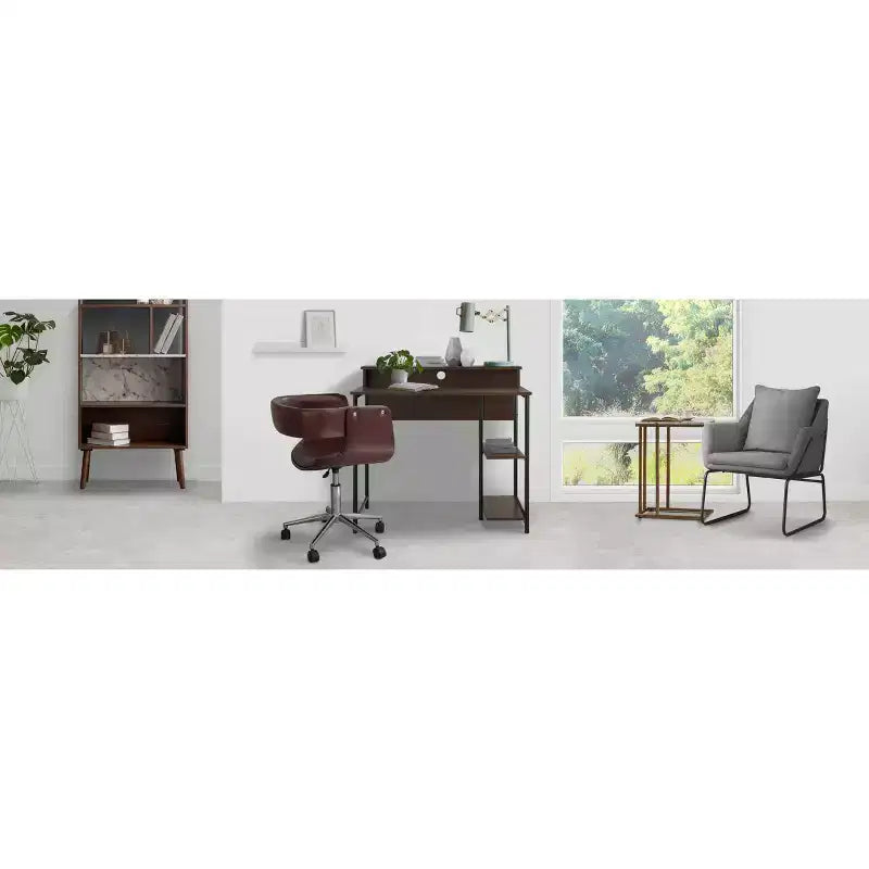 Chaise de bureau à domicile pivotante en similicuir Teamson Home avec hauteur d'assise réglable, marron
