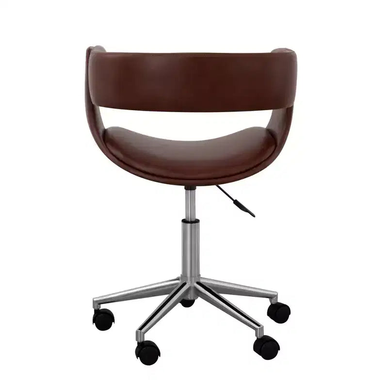Chaise de bureau à domicile pivotante en similicuir Teamson Home avec hauteur d'assise réglable, marron