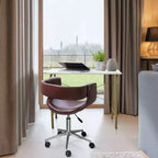 Chaise de bureau à domicile pivotante en similicuir Teamson Home avec hauteur d'assise réglable, marron