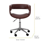 Chaise de bureau à domicile pivotante en similicuir Teamson Home avec hauteur d'assise réglable, marron