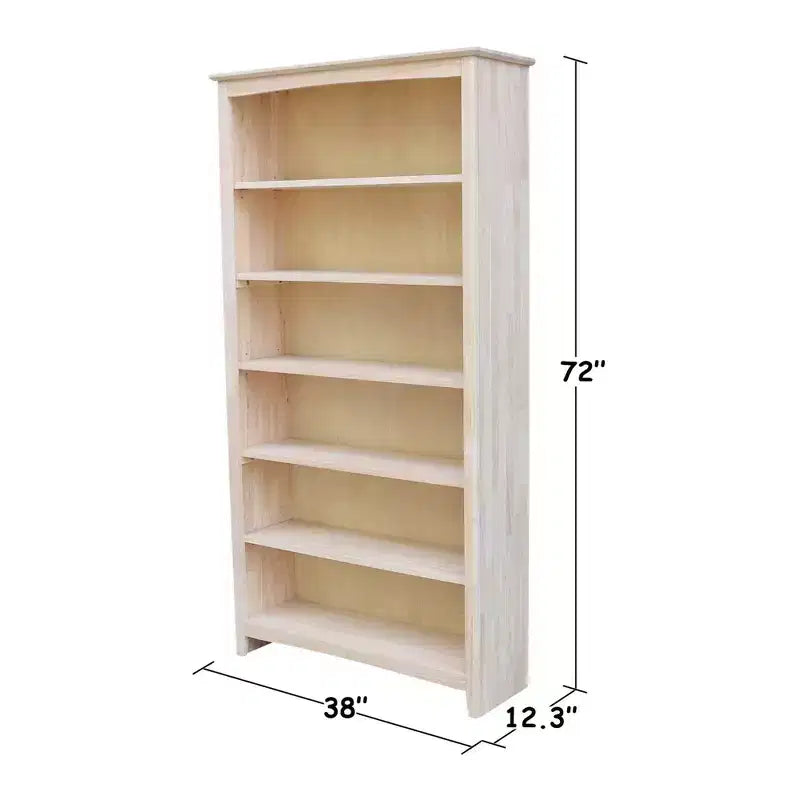 Bibliothèque Shaker 72"x38" non finie - International Concepts : Hévéa massif, rangement à 6 niveaux