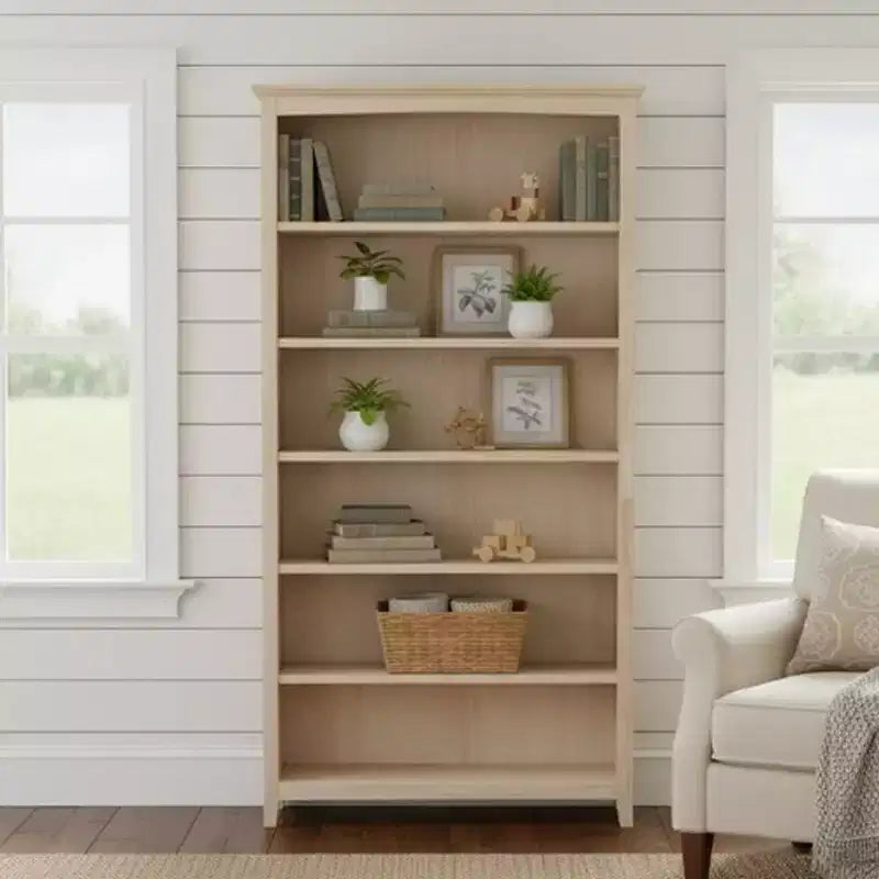 Bibliothèque Shaker 72"x38" non finie - International Concepts : Hévéa massif, rangement à 6 niveaux