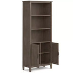 Bibliothèque Rowan 72 po marron fumé - Wyndenhall : Bois massif, Étagères réglables, Armoire de rangement